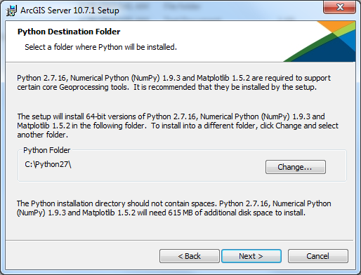 Python Destination dialog box Python Destination dialog box