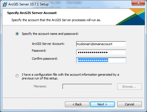 Using a domain account Using a domain account